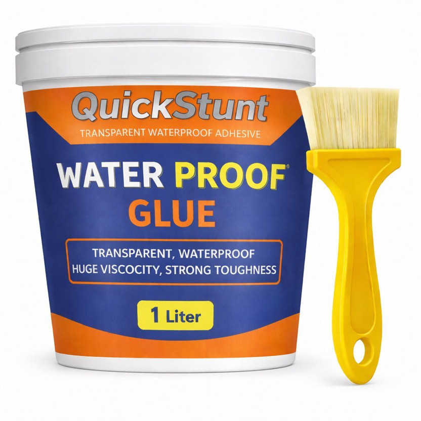QuickStunt Transparent Waterproof Glue for Roof Leakage, Adhesive Sealan (1 Ltr Glue) Adhesive(1 L)