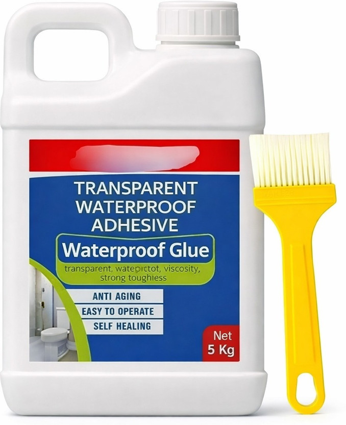 STYLEORIANS Waterproof Glue Clear Gel Bathroom Roof Top Concrete No Leak Adhesive (5Kg+Tape) Adhesive(5.5 kg)