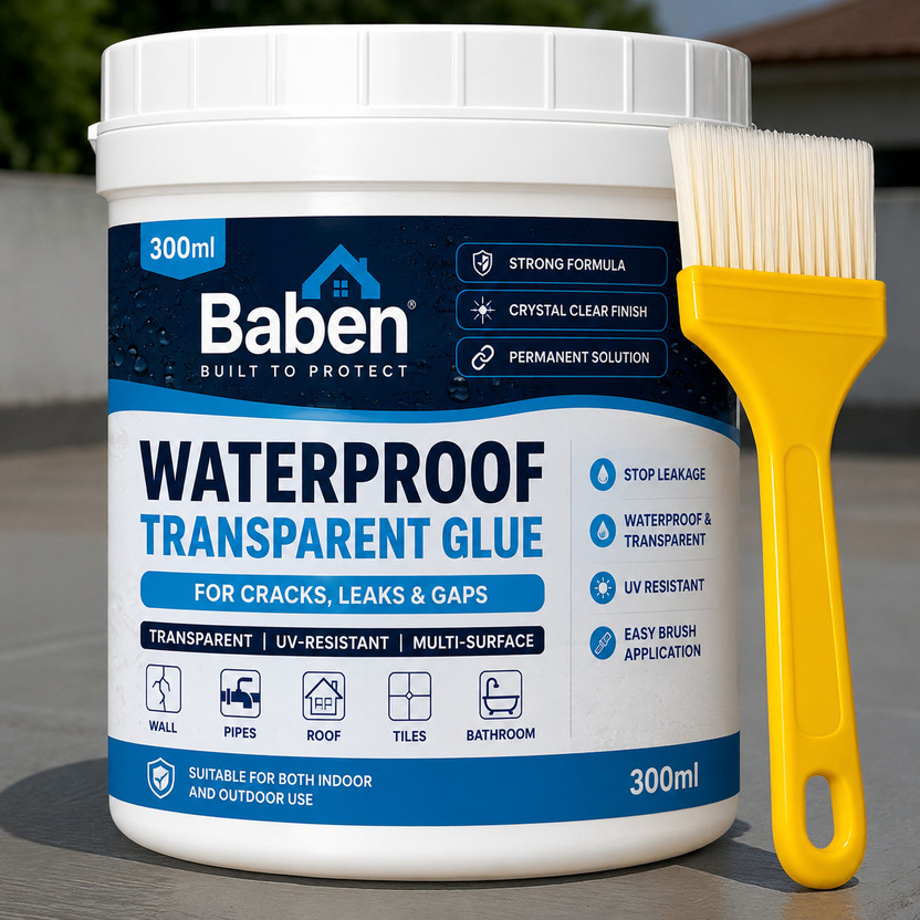 Baben Waterproof Glue for Wall Cracks & Roof Leaks | Transparent Sealant Leak Fix Gel Adhesive(300 ml)