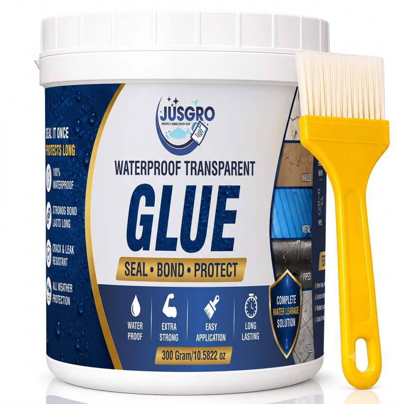 JusGro Transparent Waterproof Glue with Brush for Roof Leakage Adhesive(300 g)