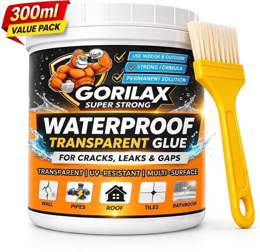 Gorilax Waterproof Glue for Wall Cracks & Roof Leaks | Transparent Sealant Leak Fix Gel Adhesive(300 ml)