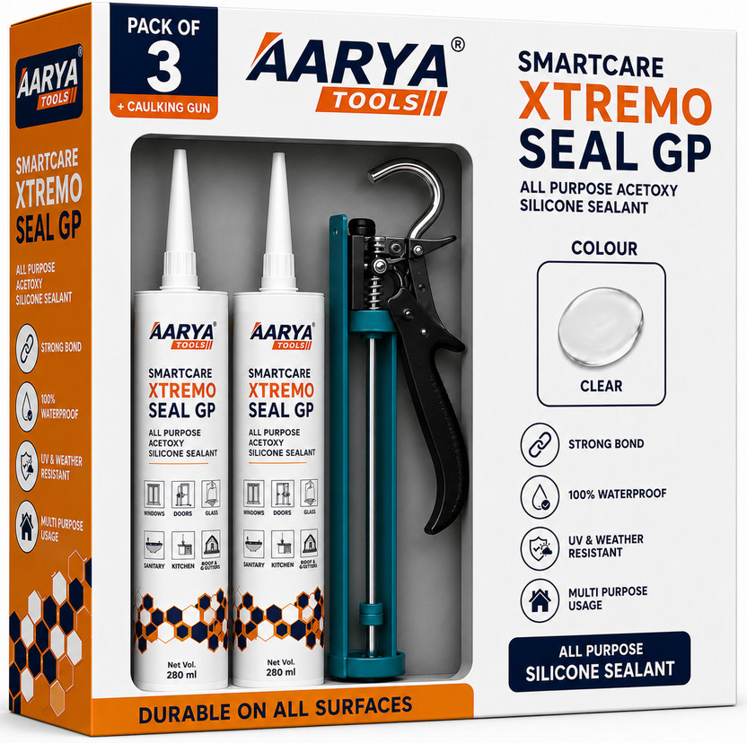 Aarya trading co Silicon clear (280×2) ml with caulking gun Adhesive(560 ml)
