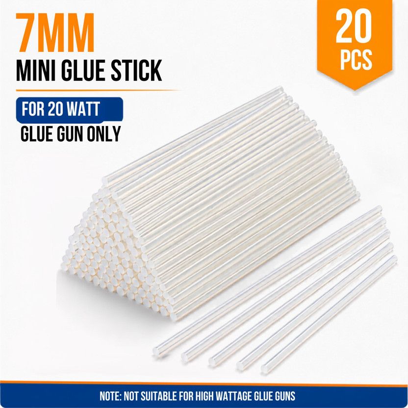 DELIVERYPAX Mini Hot Glue Stick for DIY & Repair 20pcs Low Drip 20WGlue Gun Sticks 6in, 7mm Adhesive(130 g)