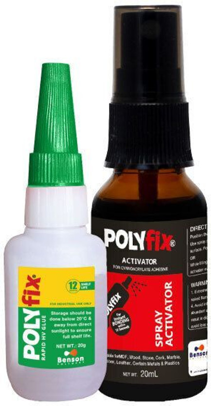 POLYFIX Instant Glue Gel with Spray Activator for General purpose, Electrical Fitting,Household Items & toys Adhesive(40 g)
