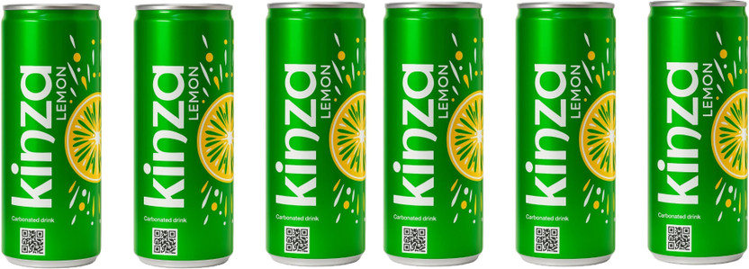 KINZA Lemon Carbonated Soft Drink Pack of 6 x 250ml Can(6 x 250 ml)