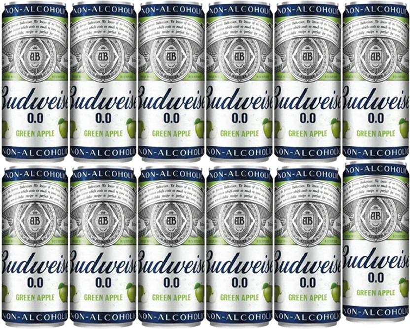 Budweiser 0.0 NON-ALCOHOLIC GREEN APPLE Can(12 x 330 ml)