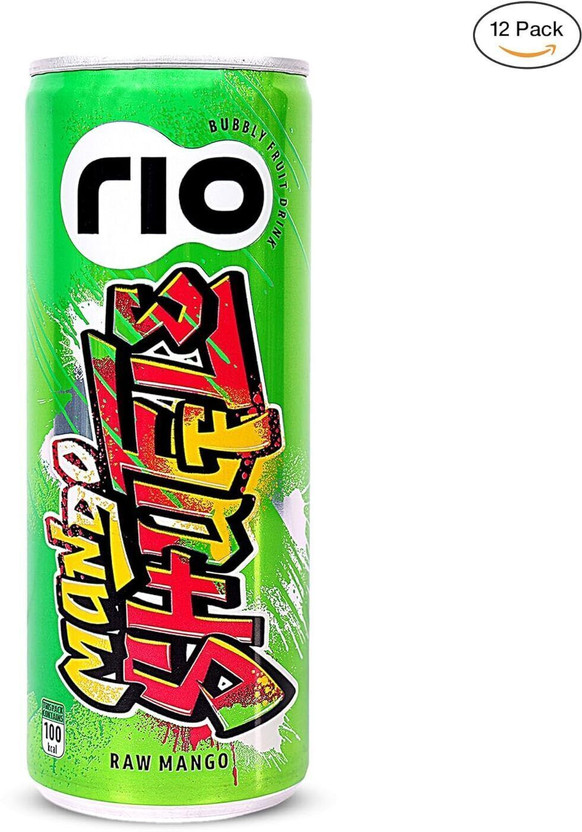 Rio Raw Mango Bubbly Fruit Drink Can | Exotic Juice + Fizz | Pack of 12 | 250 ml Can(12 x 250 ml)