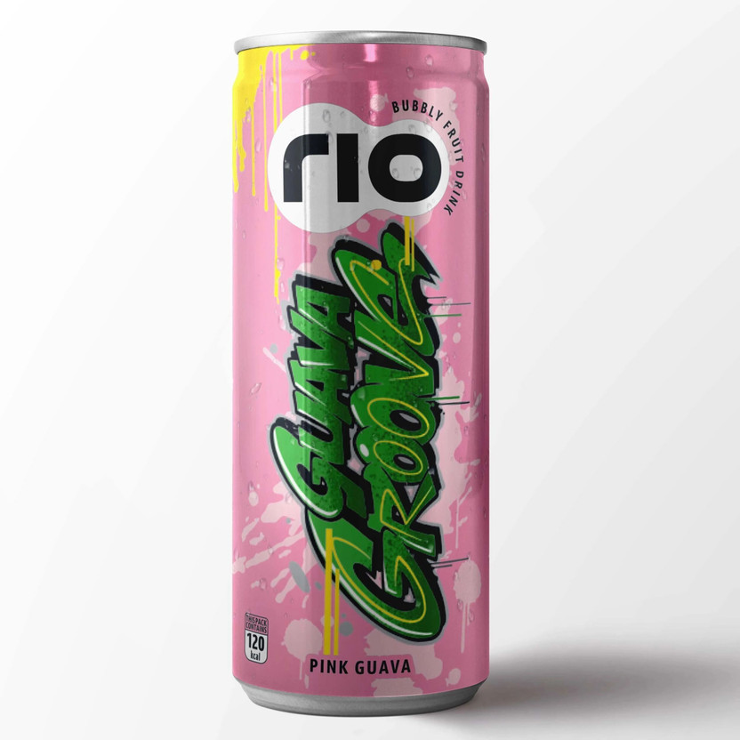 Rio Pink Guava Bubbly Fruit Drink Can | Exotic Juice +Fizz | Pack of 12 | 250 ml Can(12 x 250 ml)
