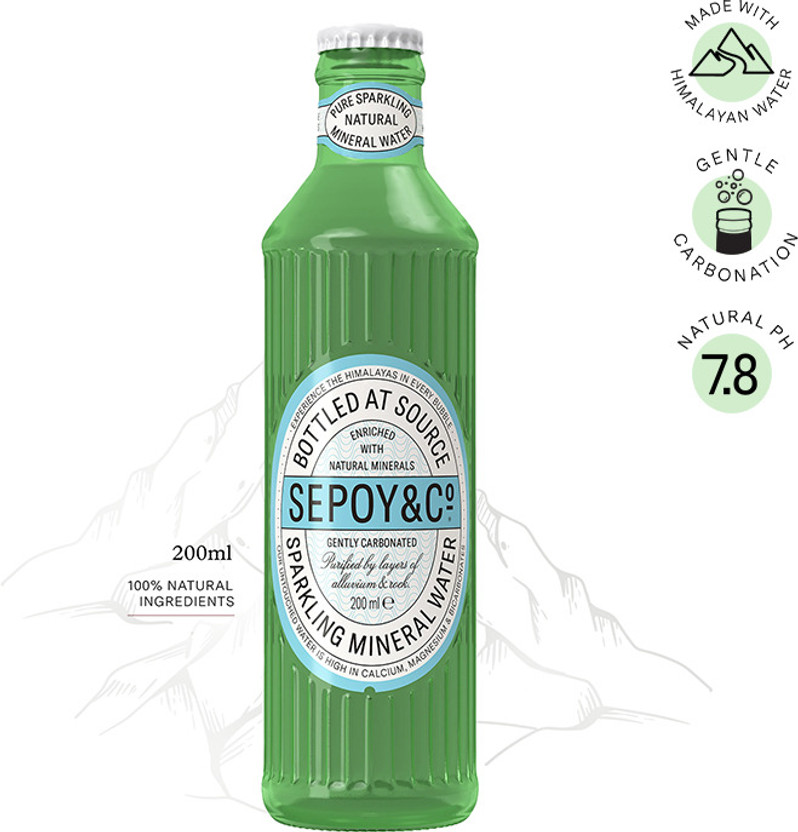 Sepoy & co SPARKLING MINERAL WATER Glass Bottle(200 ml)