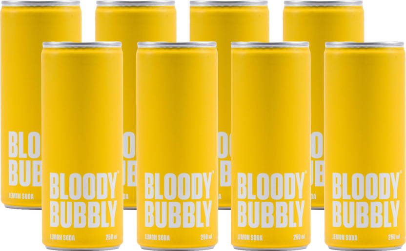 BLOODYBUBBLY LEMON SODA | NATURALLY FLAVOURED SODA | (250ml EACH PACK OF 8) Can(8 x 250 ml)