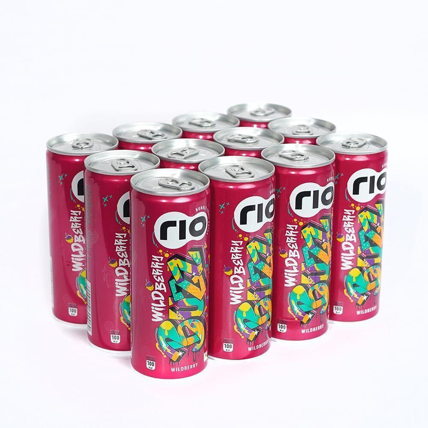 Rio Wild Berry Bubbly Fruit Drink Can | Exotic Juice + Fizz | Pack of 12 |250 ml Can Can(12 x 250 ml)