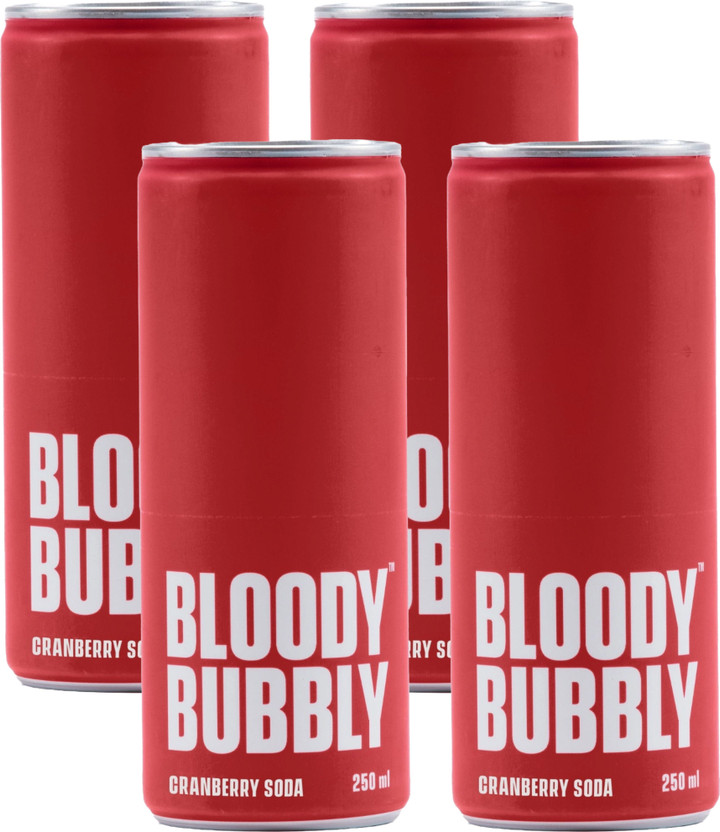BLOODYBUBBLY CranBerry Soda | Collectors pack with Fridge magnet Can(4 x 250 ml)