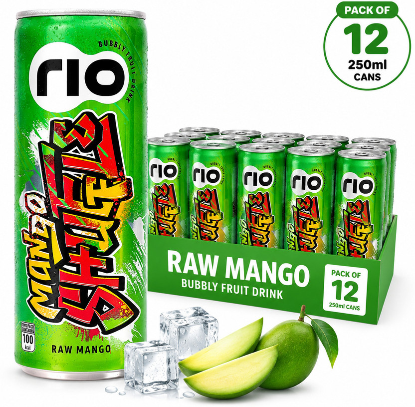 Rio Raw Mango Bubbly Fruit Exotic Juice + Fizz Soft Drink(12 x 250 ml)