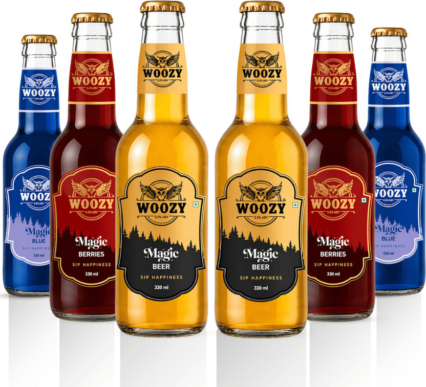 Woozy Woozybar Party Pack – Mixed Non Alcoholic Beer Combo (0% Alcohol Buzz) Glass Bottle(6 x 330 ml)