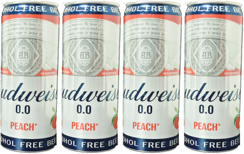 Budweiser 0.0 Non Alcoholic Peach (PACK OF - 4) Can(4 x 330 ml)