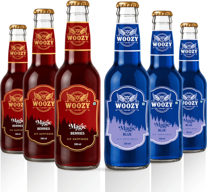 Woozy Magic Blue + Magic Berries (Duo- Pack), Non Alcoholic Combo (With Buzz) Glass Bottle(6 x 330 ml)