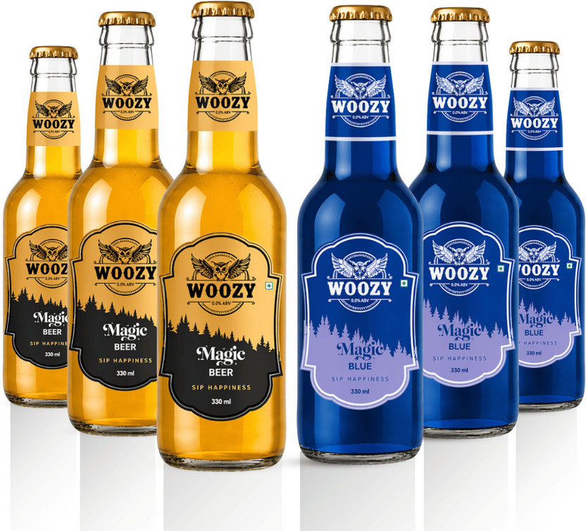 Woozy Woozybar Duo Pack – Magic Beer + Magic Blue Non Alcoholic Combo (With Buzz) Glass Bottle(6 x 330 ml)