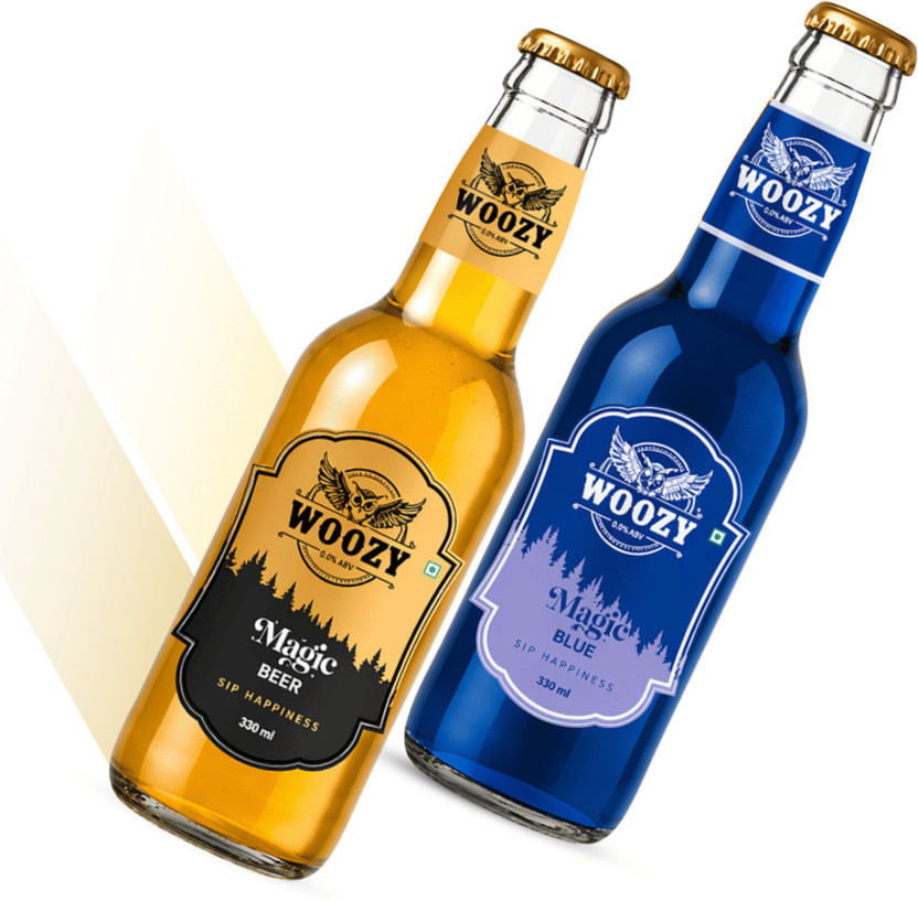 Woozy Duo Pack – Magic Beer + Magic Blue, Non-Alcoholic Beer Combo (With Buzz) Glass Bottle(2 x 330 ml)