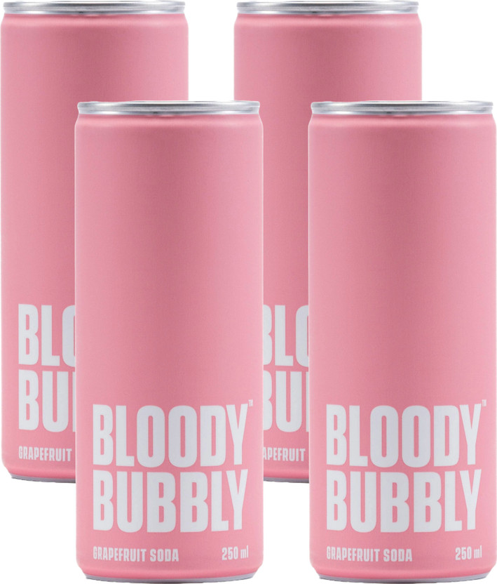 BLOODYBUBBLY GrapeFruit Soda | Collectors pack Fridge magnet Can(4 x 250 ml)