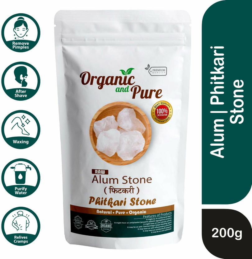 Organic Organic and Pure Alum Stone, Fitkari Block, Phitkari for Face Hair Water, Potash (Organic Pure)(200 g) - Flipkart Deal