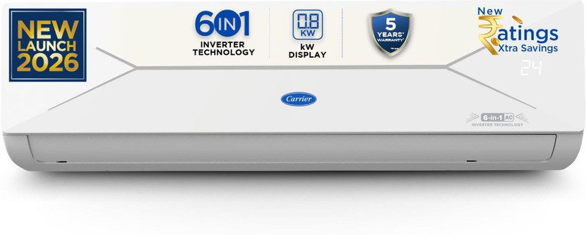CARRIER 2026 Model 1.5 Ton 3 Star Split Inverter AC(18K ESTER EDGE GXI INVERTER R32 SPLIT AC_CAI18EE3R36F1, White)