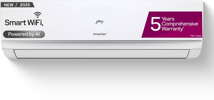 Godrej 2025 Model 1 Ton 3 Star Split Inverter 5-In-1-Convertible Cooling with Heavy Duty Cooling At Extreme Temperature AC (AC 1T EI 12PINV3R32 WYQ, W