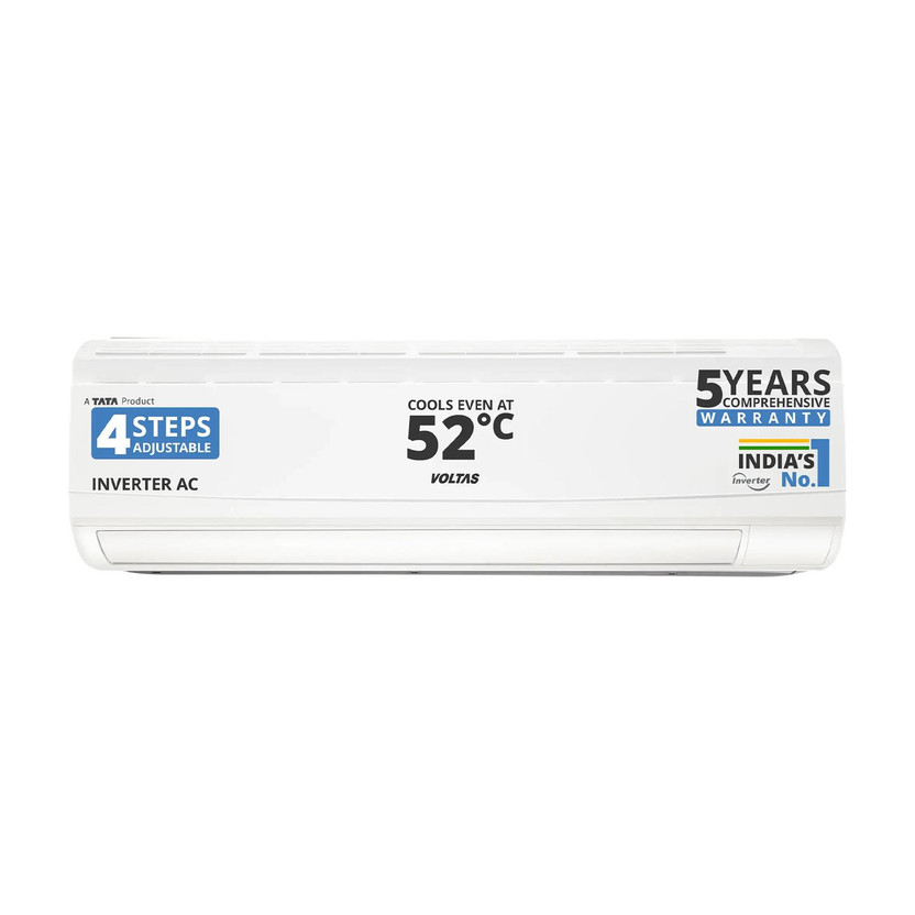 Voltas 2025 Model 1.5 Ton 5 Star Split Inverter 4-IN-1 Adjustable Mode | Energy Efficient | High Ambient Cooling (even at 52�C) | Anti-Dust Filter with Anti-Microbial Coating | Auto Clean AC(185V CAS(4503690), White)