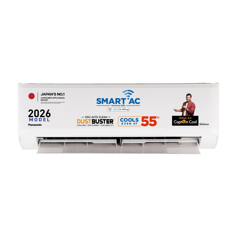 Panasonic 2026 Model 1.5 Ton 3 Star Split Inverter with Wi-fi Smart, DustBuster Tech, Matter Enabled, AI, Higher Airflow, 2-Way Swing, Cools at 55 Deg. C, Copper Condenser, 8in1 Convertible, PM0.1 Filter AC(CS-SU18BKY3W/CU-SU18BKY3W, White)