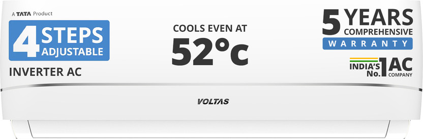 Voltas 2025 Model 1.5 Ton 3 Star Hot and Cold Split Inverter 4-IN-1 Adjustable Mode | Energy Efficient | High Ambient Cooling (even at 52�C) | Anti-Dust Filter with Anti-Microbial Coating | Auto Clean AC(183VH VECTRA ZENITH SILVER(4503974), White, Silver)