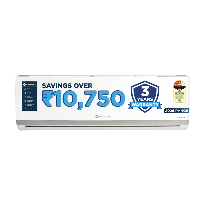 MOTOROLA 2026 Model 2 Ton 3 Star Split Inverter with Wi-fi | Free Installation with 3-Year Comprehensive Warranty with Attachments included AC(203IPG26WMRS, White)