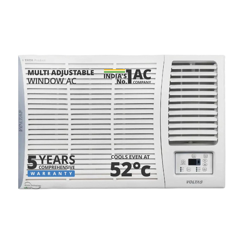 Voltas 2025 Model 1.5 Ton 5 Star Window Inverter Turbo Cooling | Energy Efficient | High ambient Cooling-cools even at 50�C | Filter Clean Indicator AC(185V VERTIS ELITE-1(4011511), White)