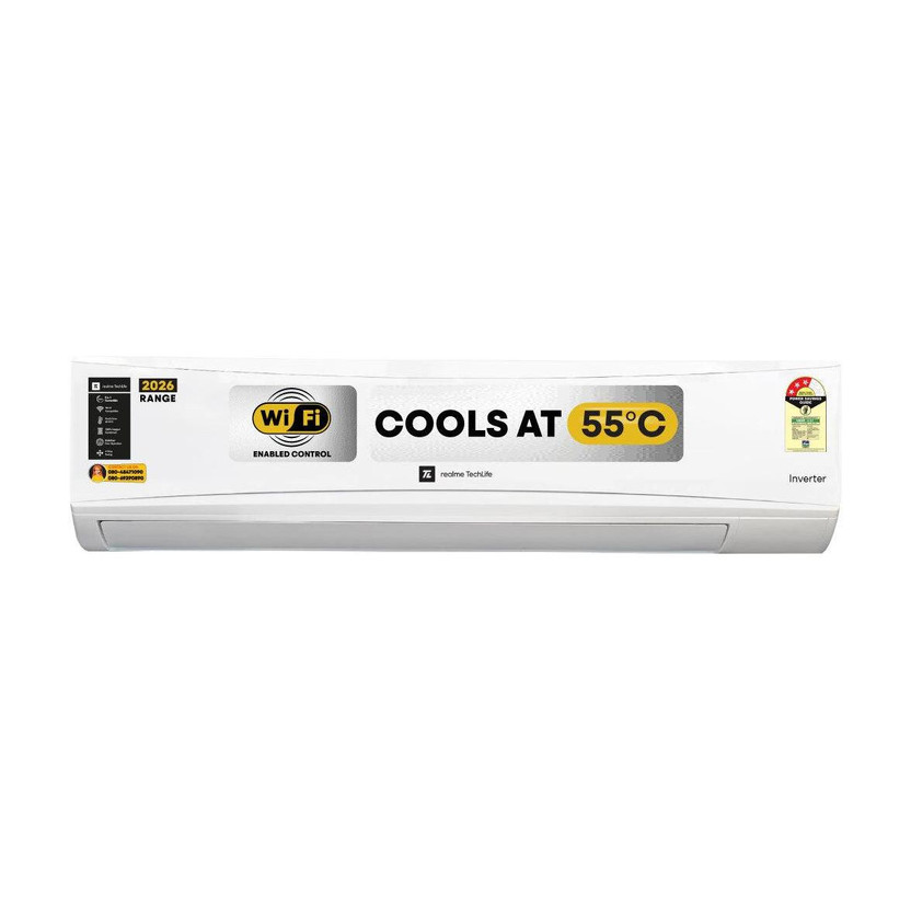 Realme realme TechLife 2026 Model 1.5 Ton 3 Star Split Inverter with Wi-fi AC(153IAA26WRMS, White) - Flipkart Deal