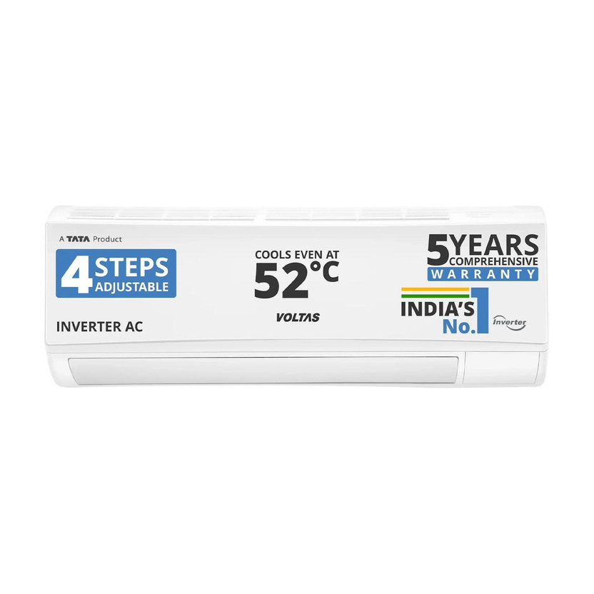 Voltas 2025 Model 1.5 Ton 3 Star Split Inverter 4-IN-1 Adjustable Mode | Energy Efficient | High Ambient Cooling (even at 52�C) | Anti-Dust Filter with Anti-Microbial Coating | Auto Clean AC(183V CAX(4503692), White)