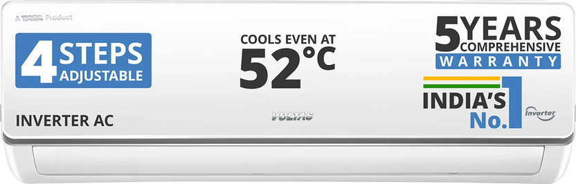 Voltas 2025 Model 2 Ton 3 Star Split Inverter 4-IN-1 Adjustable Mode | Energy Efficient | High Ambient Cooling (even at 52�C) | Anti-Dust Filter with Anti-Microbial Coating | Auto Clean AC(243V CAS(4503693), White)