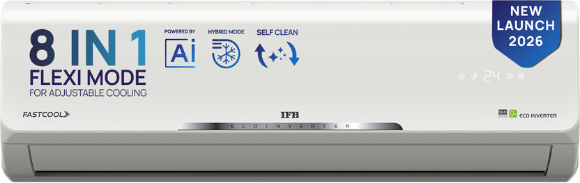 IFB 2026 Model 1.5 Ton 3 Star Split Inverter with Hybrid Mode, 8-in-1 Flexi Mode, Heavy Duty Compressor, Long Air Throw, Self Clean, Copper Condenser AC(CI183SS22RGM3, White)