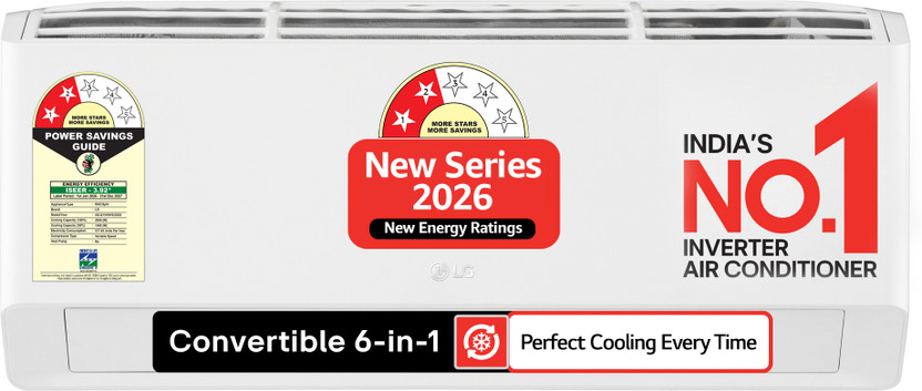 LG 2026 Model 0.8 ton 2 Star Split Smart Inverter Faster Cooling and Energy Saving, AI Convertible 6-in-1 Cooling, HD Filter with Anti Virus Protection, Him Clean, VIRAAT Mode and Diet Mode Plus AC(AS-Q11KNVE, White)