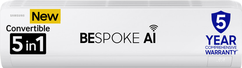 Samsung 2025 Model 1.5 Ton 3 Star Split Inverter with Wi-fi Bespoke AI, 5 Step Convertible with Powerful cooling & Energy saving, 120% expandable AC(AR50F18D1LHXNA/AR50F18D1LHNNA, White)