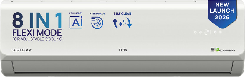 IFB 2026 Model 1 Ton 3 Star Split Inverter with Hybrid Mode, 8-in-1 Flexi Mode, Heavy Duty Compressor, Long Air Throw, Self Clean, Copper Condenser AC(CI133SL11RGM3, White)