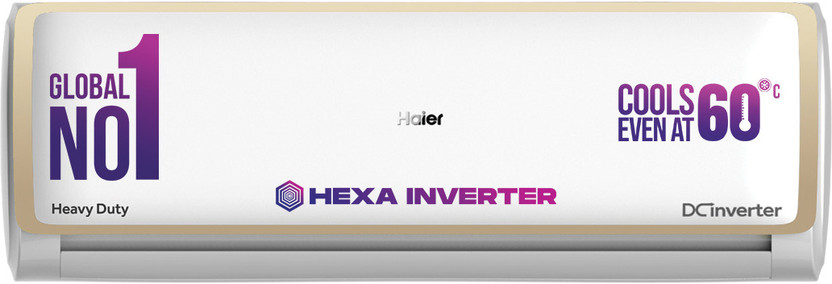 Haier 2023 Model 1.6 Ton 5 Star Split Inverter with Anti Bacterial Filter, 60 High Ambient Performance, 20 Mtrs Air Throw,Super Heavy Duty AC(HS19E-TXG5BN-INV/HU19-5BN-INV, White)