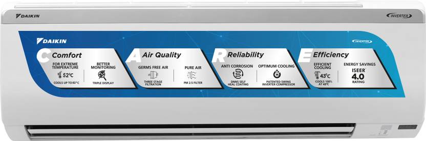 Daikin 2024 Model 1.5 Ton 3 Star Split Inverter AC (MTKL50UV16VA/RKL50UV16VA, White)