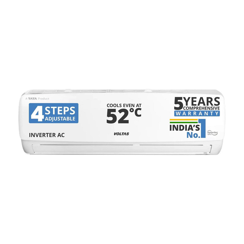 Voltas 2025 Model 1 Ton 3 Star Split Inverter 4-IN-1 Adjustable Mode | Energy Efficient | High Ambient Cooling (even at 52�C) | Anti-Dust Filter with Anti-Microbial Coating | Auto Clean AC(123V CAL(4503745), White)