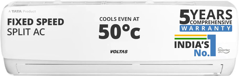 Voltas 2025 Model 1.5 Ton 3 Star Split Fixed Speed 4-IN-1 Adjustable Mode | Energy Efficient | High Ambient Cooling (even at 52�C) | Anti-Dust Filter with Anti-Microbial Coating | Auto Clean AC(183 Vectra Elegant(4503470), White)