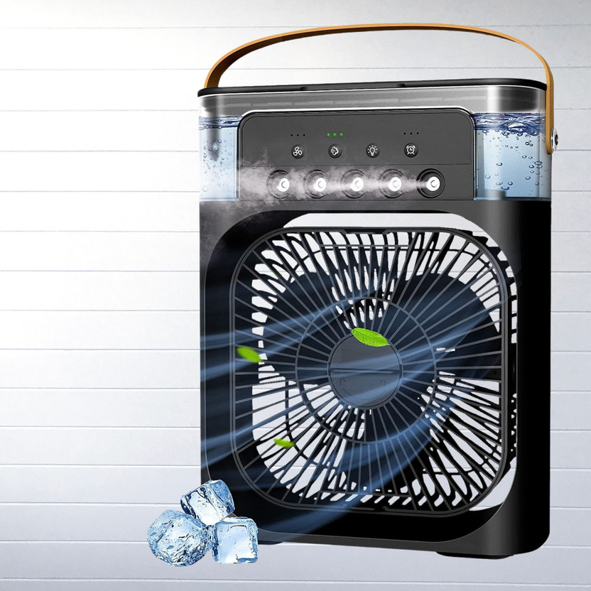 BAPASITARAM 4 L Room/Personal Air Cooler(Multicolor, Portable Air Cooler Fan – 3-Speed, 7-Color LED, Humidifier, USB Charging)