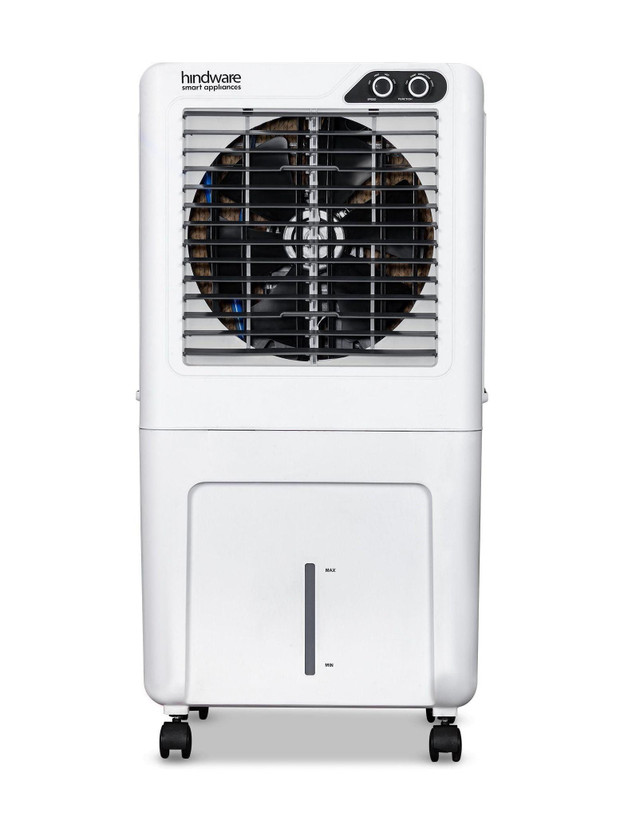 Hindware Smart Appliances 77 L Desert Air Cooler Anti-Bacterial Protection, Inverter Compatible(White and Grey, Snowblitz)