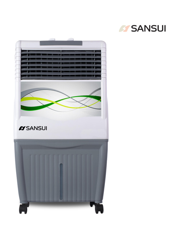 Sansui 35 L Room/Personal Air Cooler 4-Way Air Deflection, Space Saver Design(Grey, White, Aero)
