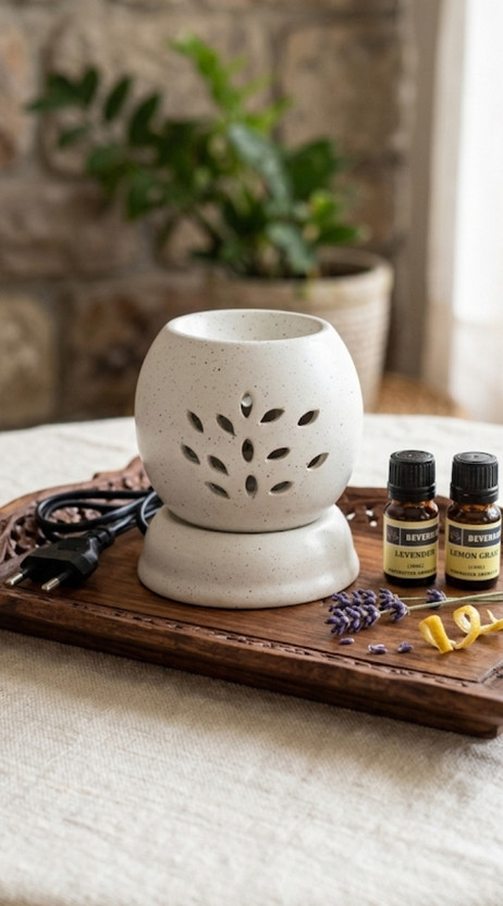 DEVERAUX lemon grass, lavender Diffuser Set, Diffuser, Aroma Oil roundelectricdiffuser(3 x 3.33 ml)