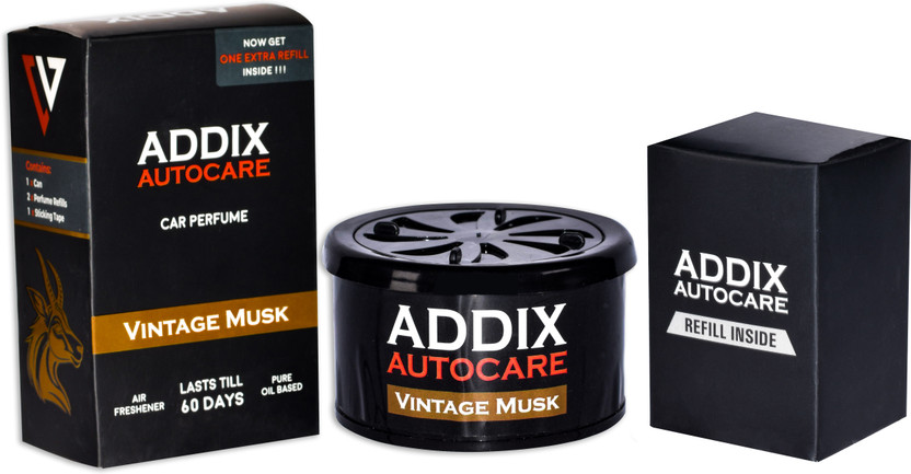 Addix Auto Care Musk Car Freshener Blocks Organic Leak Proof Perfume With Extra Refill Inside(80g)(2 x 40 g)