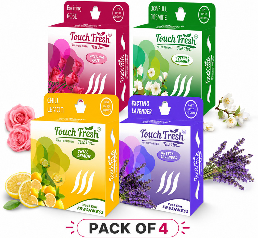 Touch Fresh Rose, Jasmine, Lemon, Lavender Blocks Air Freshener Blocks for Bathroom & Room | Long Lasting Fragrance 30 Days(4 x 1 Units)