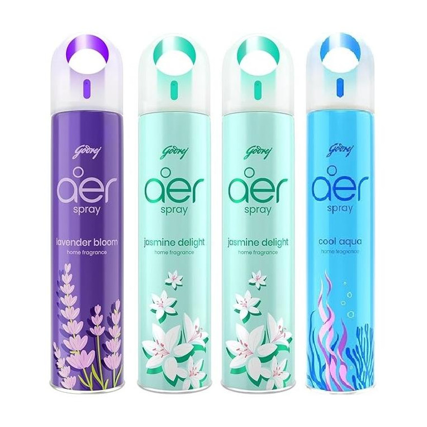 Godrej Godrej Aer LAVENDER BLOOM, COOL AQUA, JASMINE DELIGHT Car Freshener Spray AER SPRAY(4 x 220 ml) - Flipkart Deal