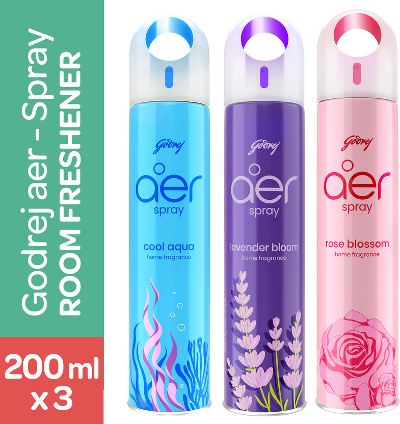 Godrej Aer Cool Aqua, Lavender, Rose Spray Air Freshener(3 x 200 ml)